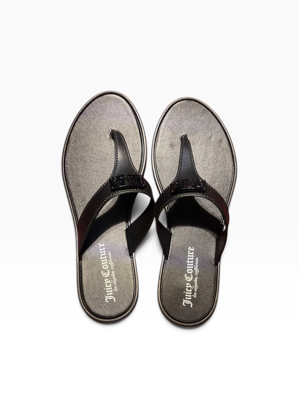 Juicy Couture Seneca Black Thong Sandals Flat Flip Flops Size 7